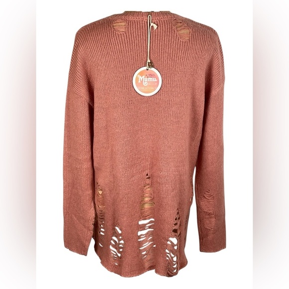 Show Me Your MuMu Tamaya Distressed Knit Oversized Sweater Mulberry Pink Size XS - Picture 5 of 13